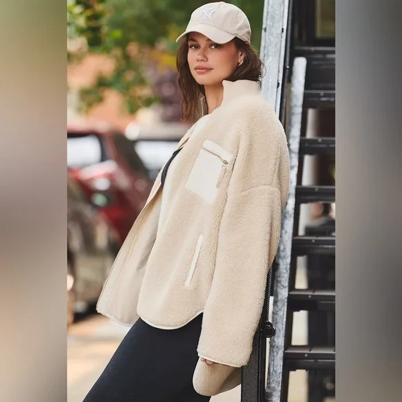 Varley Marney Oversized Fuzzy Jacket Fleece Sherpa - Picture 15 of 16